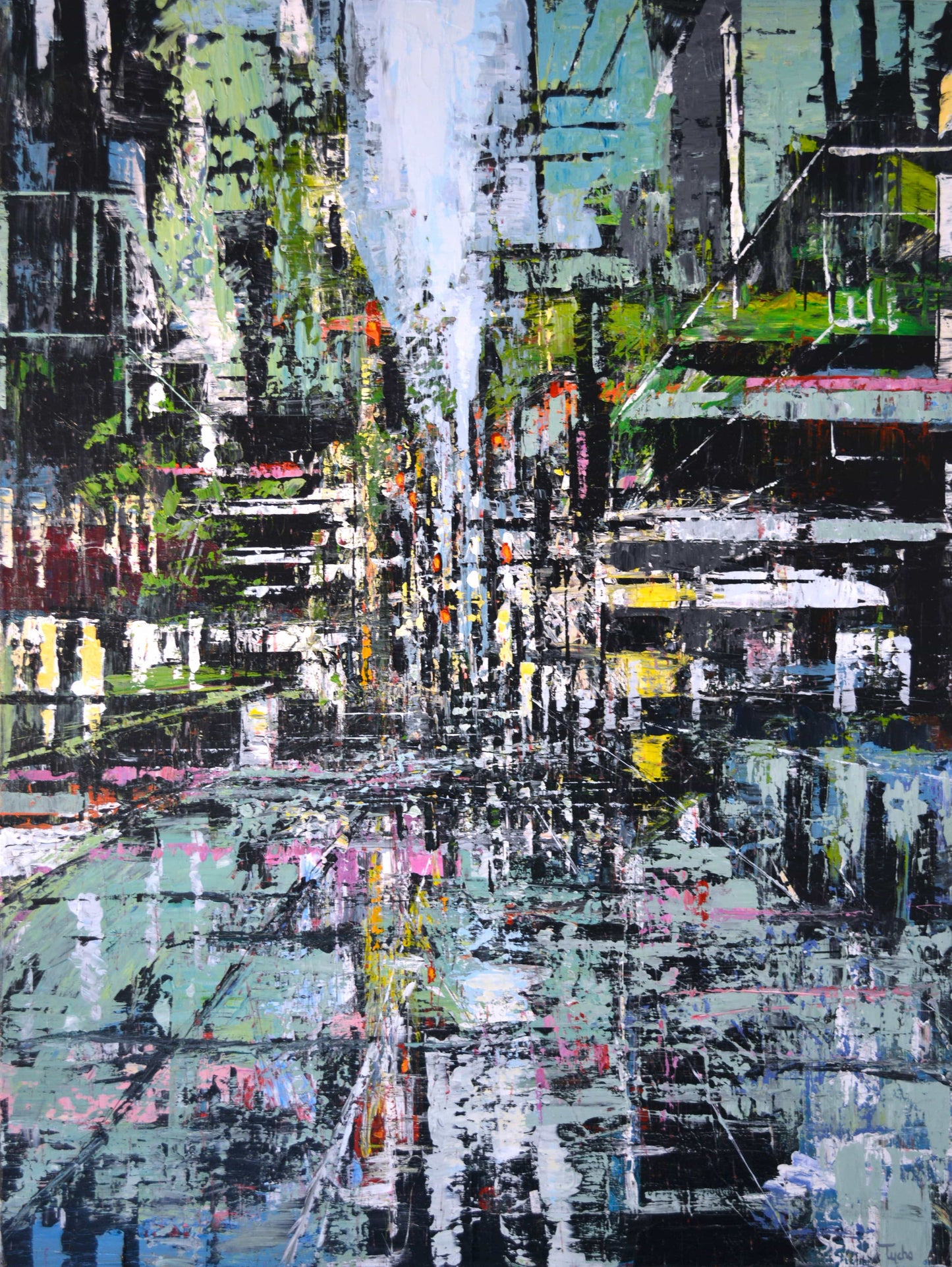 David Tycho painting Urban Allegory #3, framed Art Works Gallery
