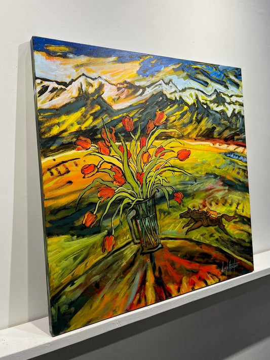 Deryk Houston painting Cat On Your Back Art Works Gallery