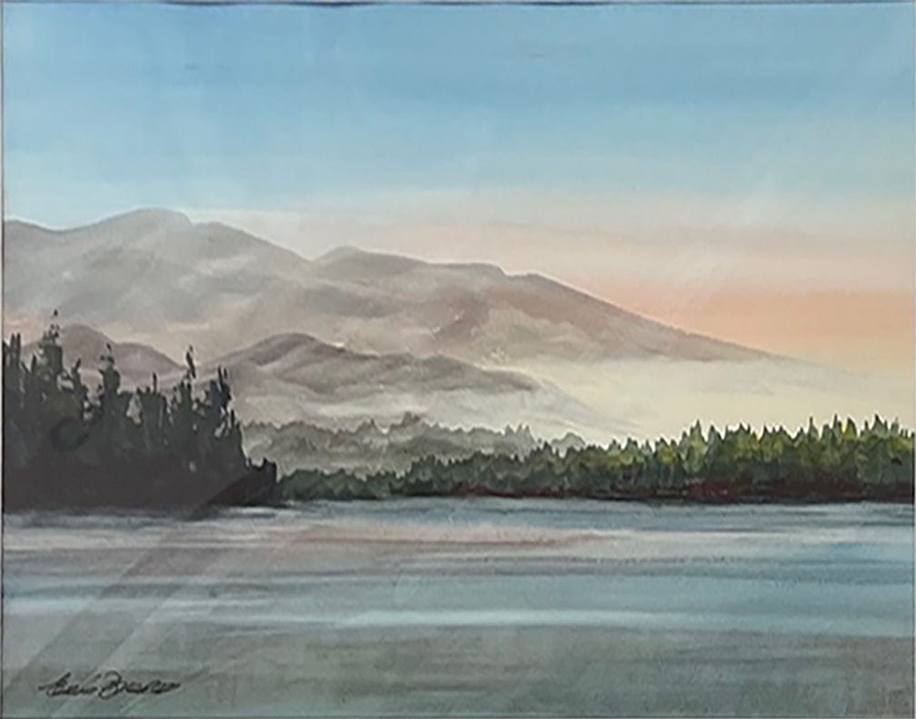 Enda Bardell painting Beginning, Maple Ridge BC Art Works Gallery