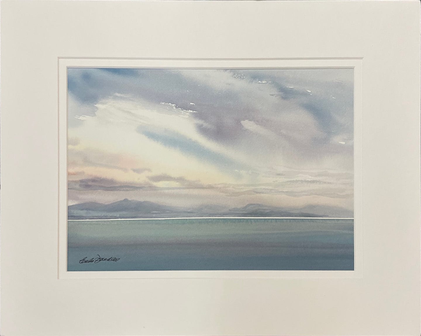 Enda Bardell painting Breadth, Georgia Strait from Steveston Art Works Gallery
