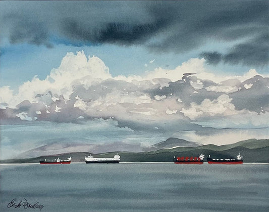 Enda Bardell painting Ebullient, English Bay Art Works Gallery