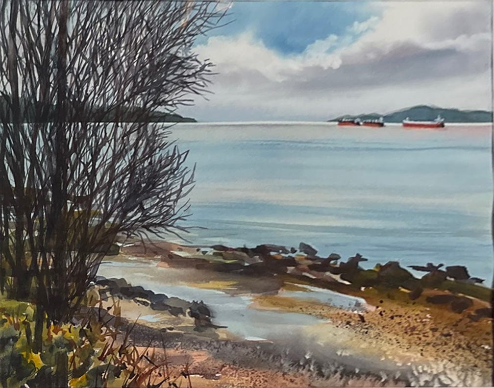 Enda Bardell painting High Noon, Kitsilano Foreshore Art Works Gallery