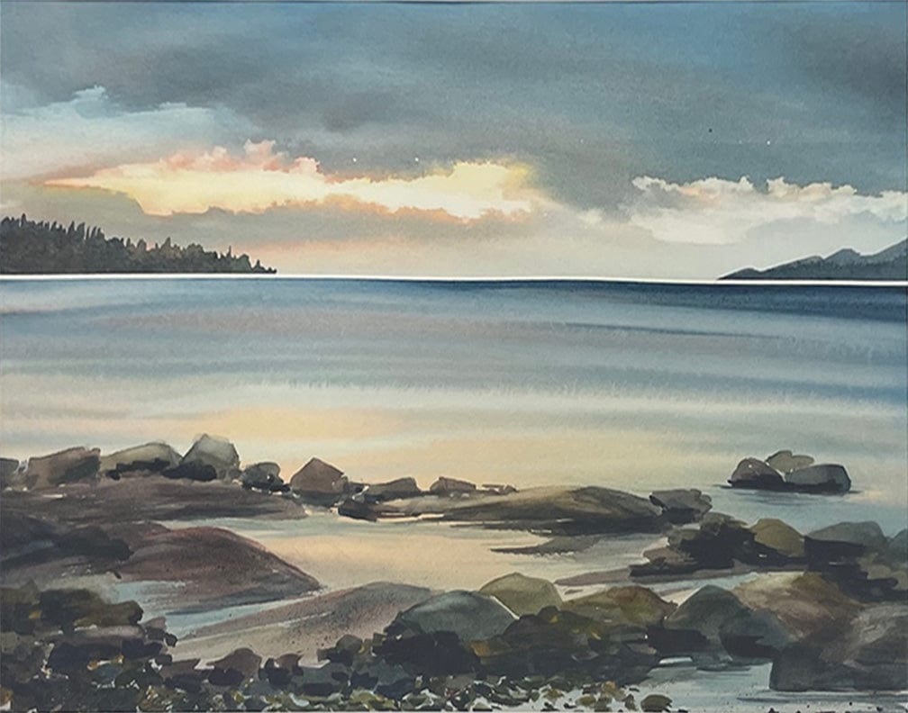 Enda Bardell painting Pooling, Point Grey Foreshore Art Works Gallery