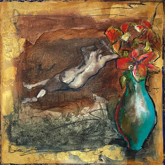 Gabriel Juarez painting Figure + Lilies Art Works Gallery