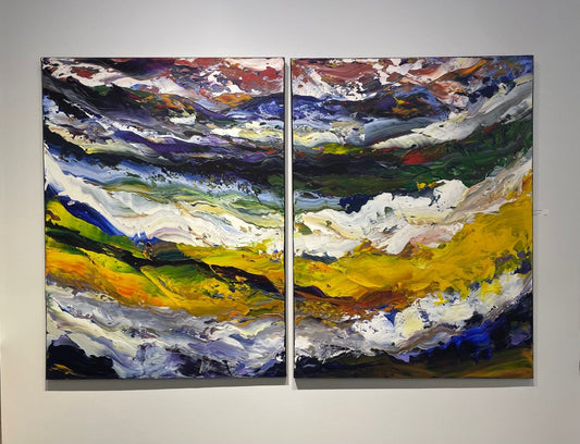 James Leonard painting Landscape Evening diptych Art Works Gallery