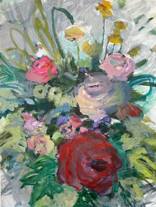 Jennifer Harwood painting Red Bouquet Art Works Gallery