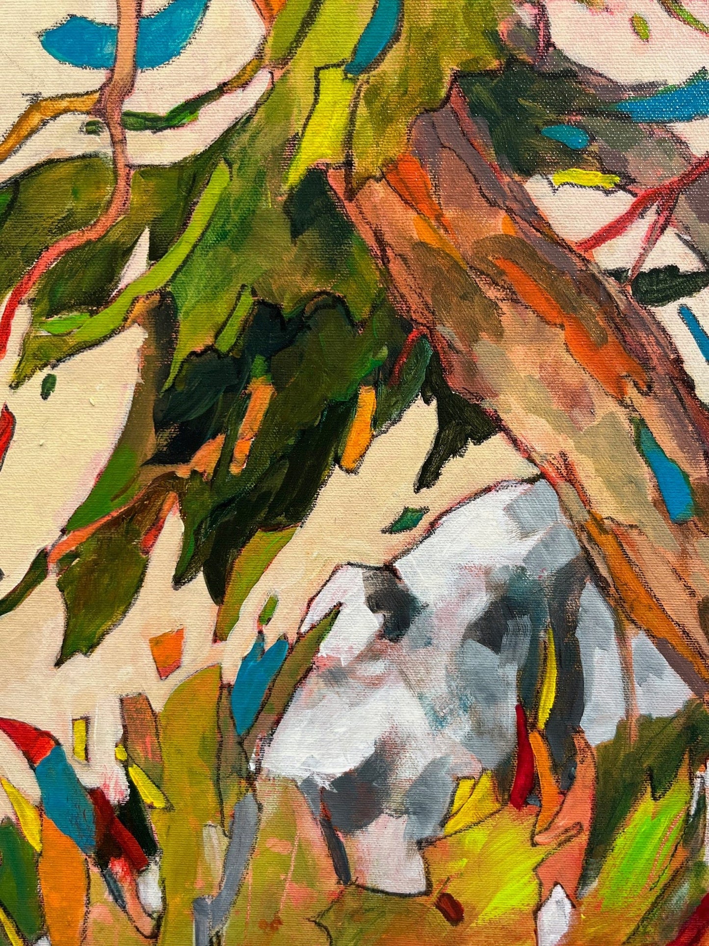 Joyce Kamikura painting Dance at Coastal Edge Art Works Gallery