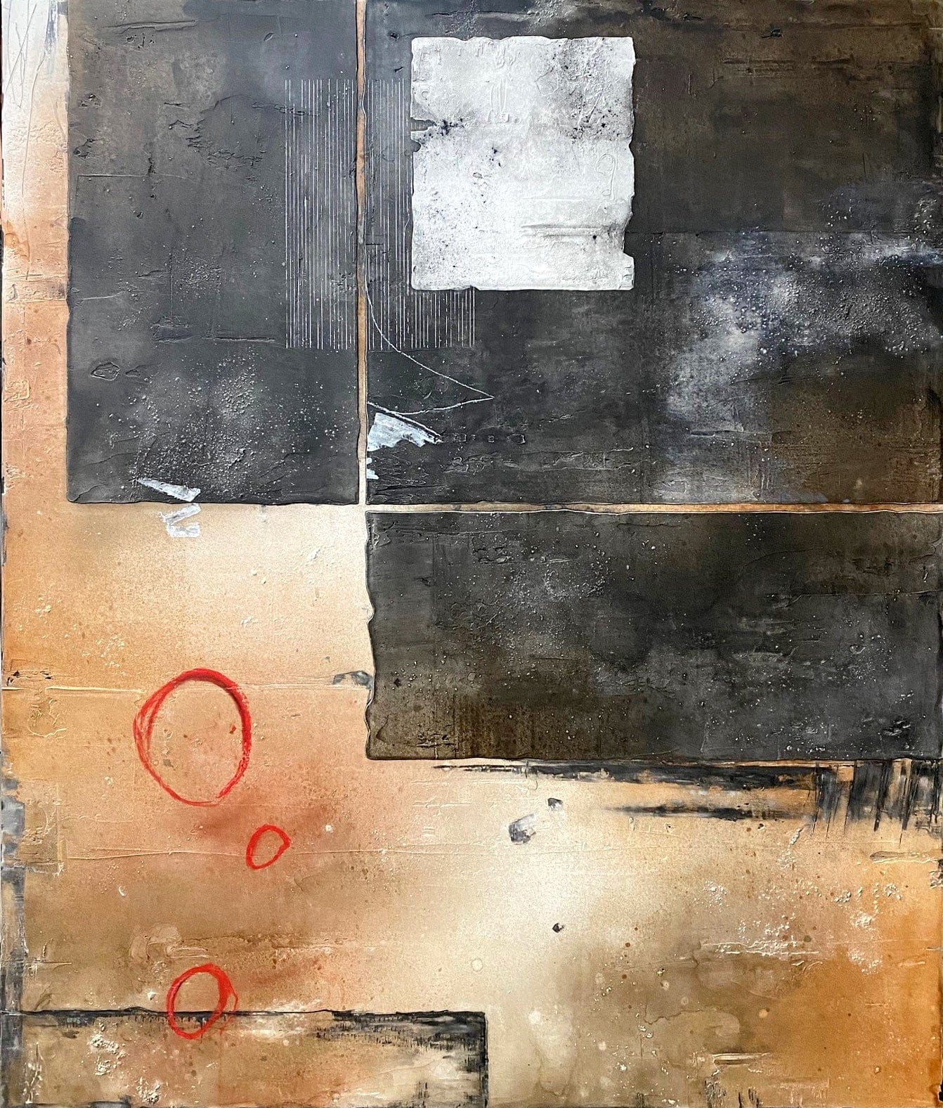 Markian Olynyk painting 9.7 Composition with Three Red Circles Art Works Gallery