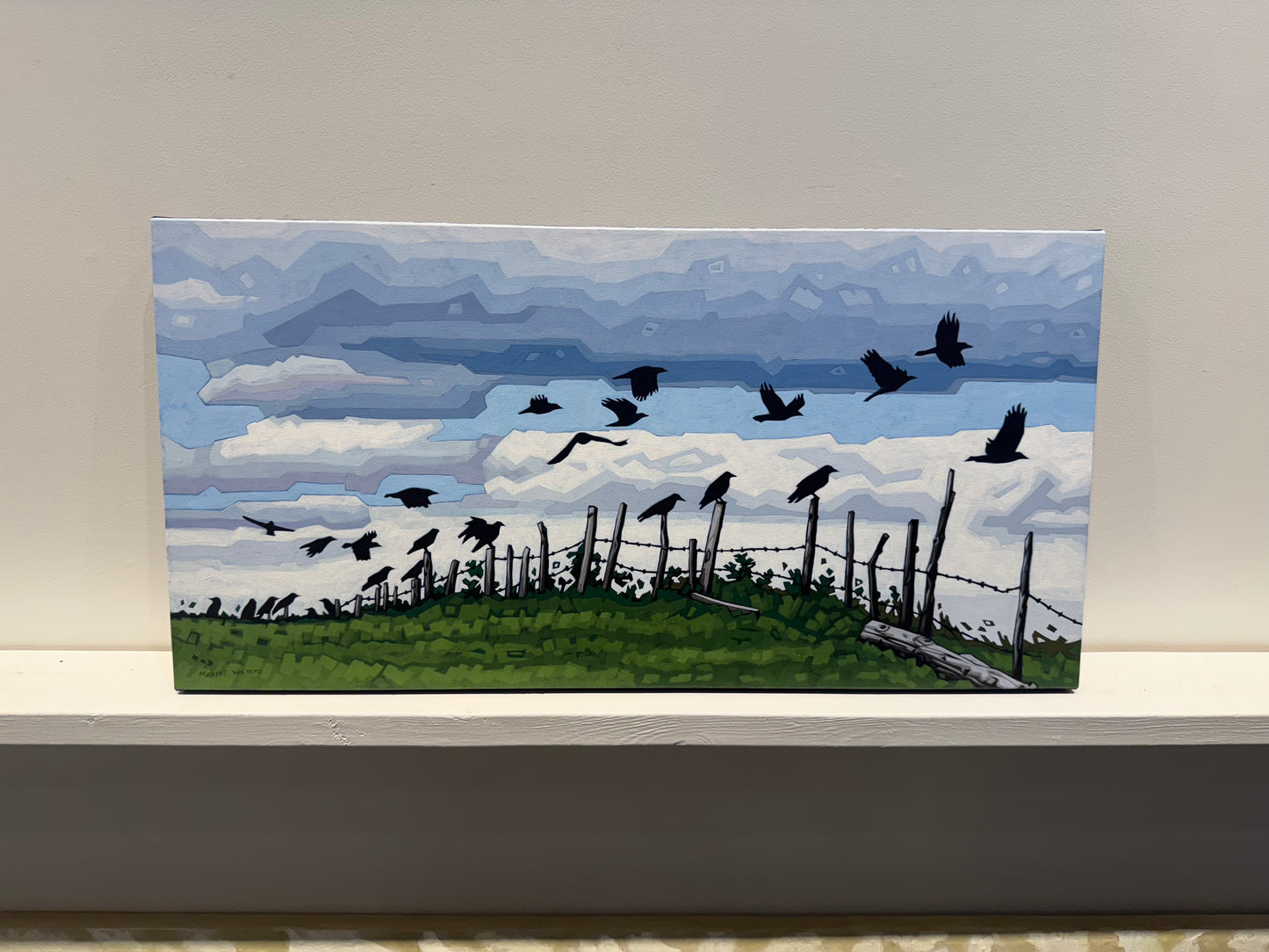 Maxine Wolodko painting Crows and Barbed Wire Art Works Gallery