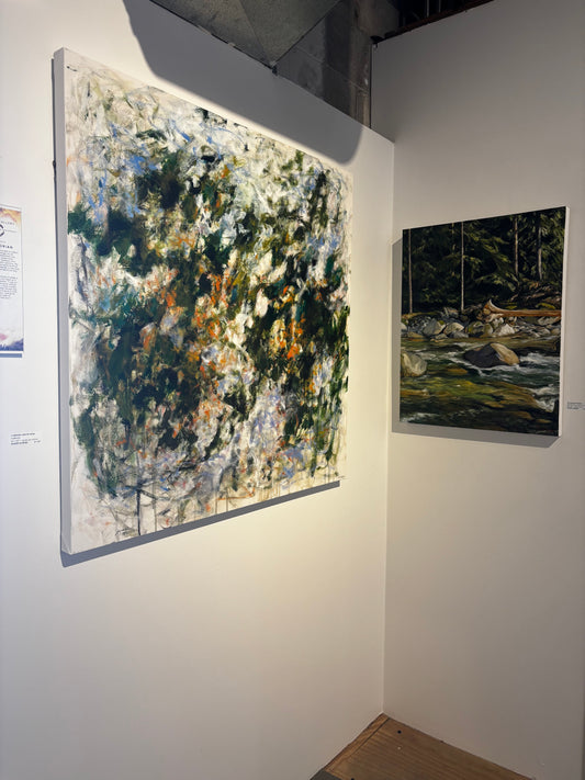 Robert Florian painting In Between and Far Away - California Art Works Gallery