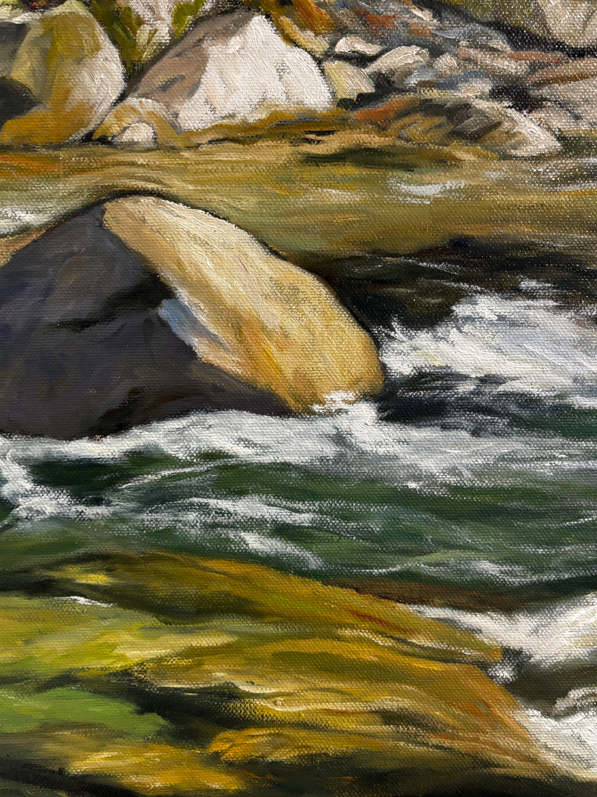 Robert Florian painting The Sound of Shadows - Seymour River, North Vancouver, B.C. Art Works Gallery
