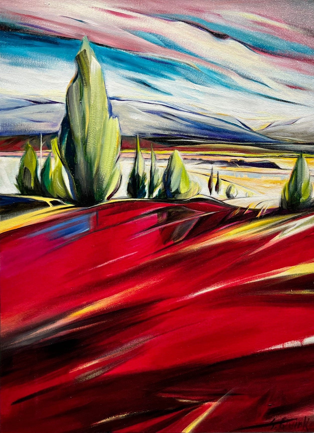 Sharon Quirke painting Lakeview Road Encore Art Works Gallery