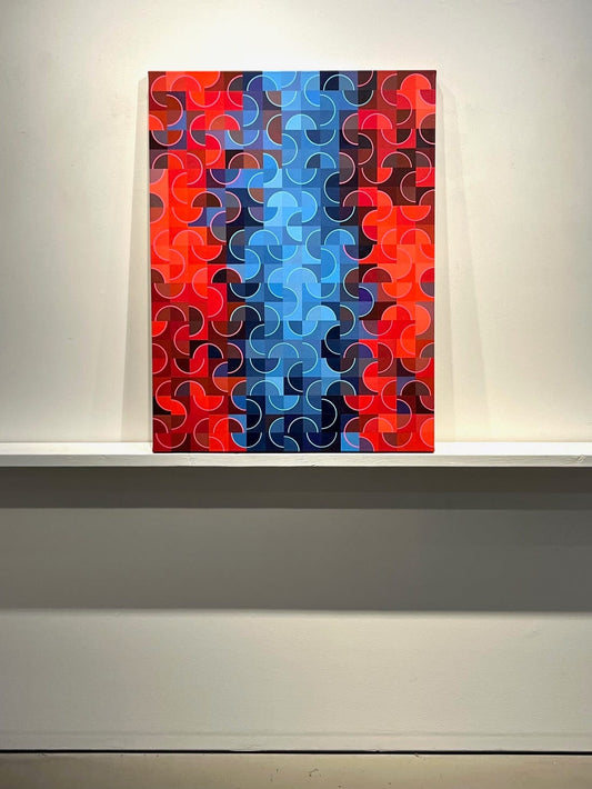 Steve Fortier painting Red Blue Particle Dance Art Works Gallery