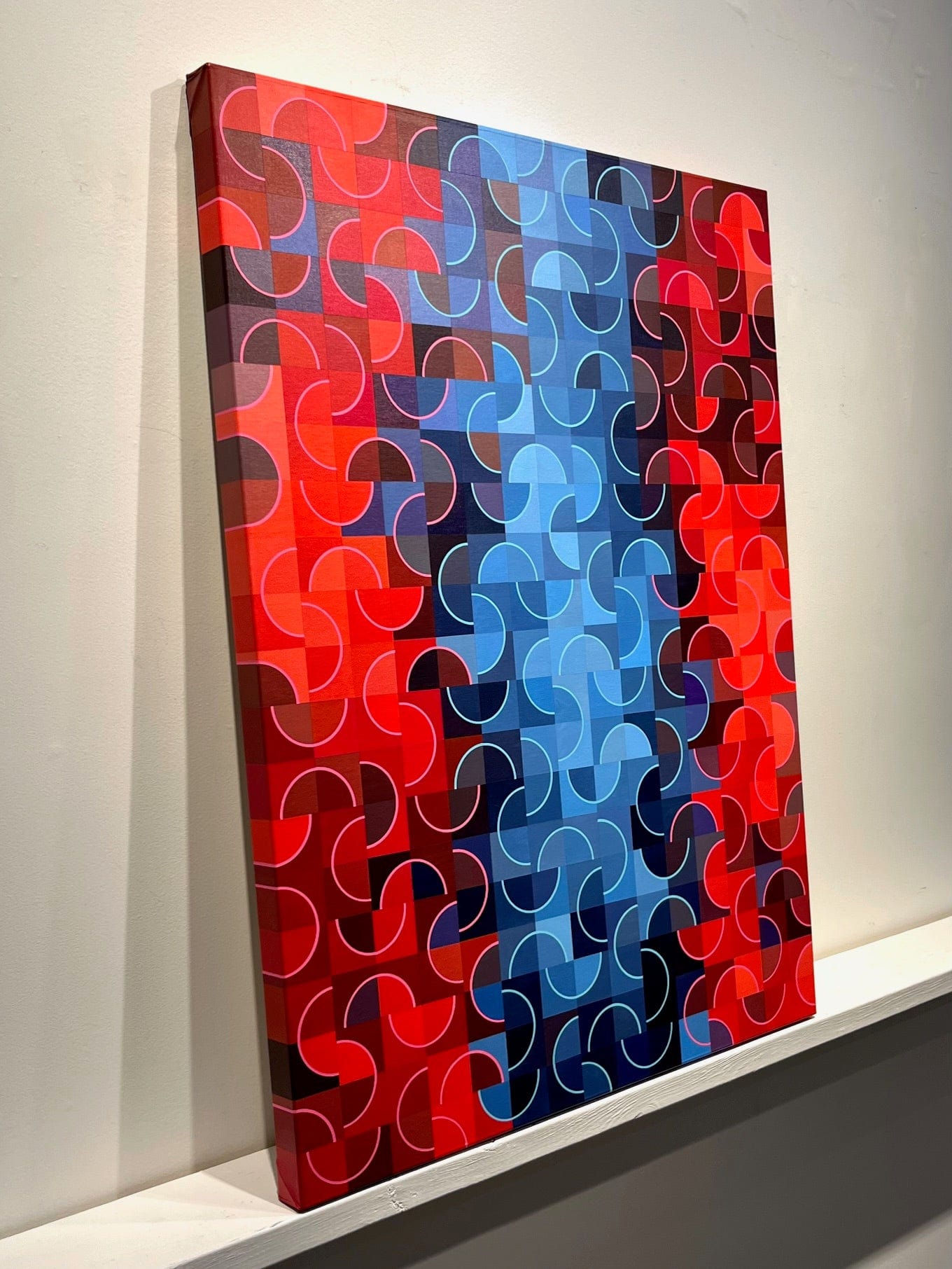 Steve Fortier painting Red Blue Particle Dance Art Works Gallery