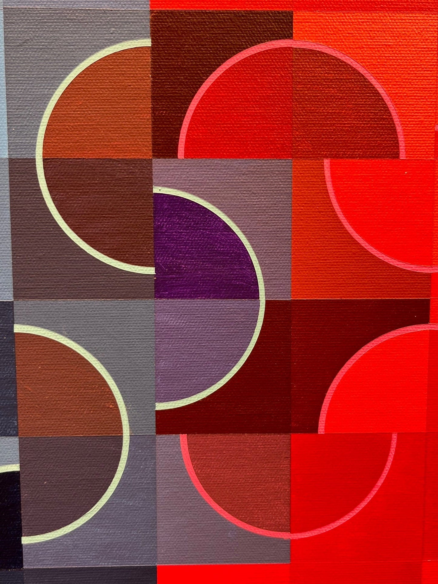 Steve Fortier painting Red Blue Particle Dance Art Works Gallery