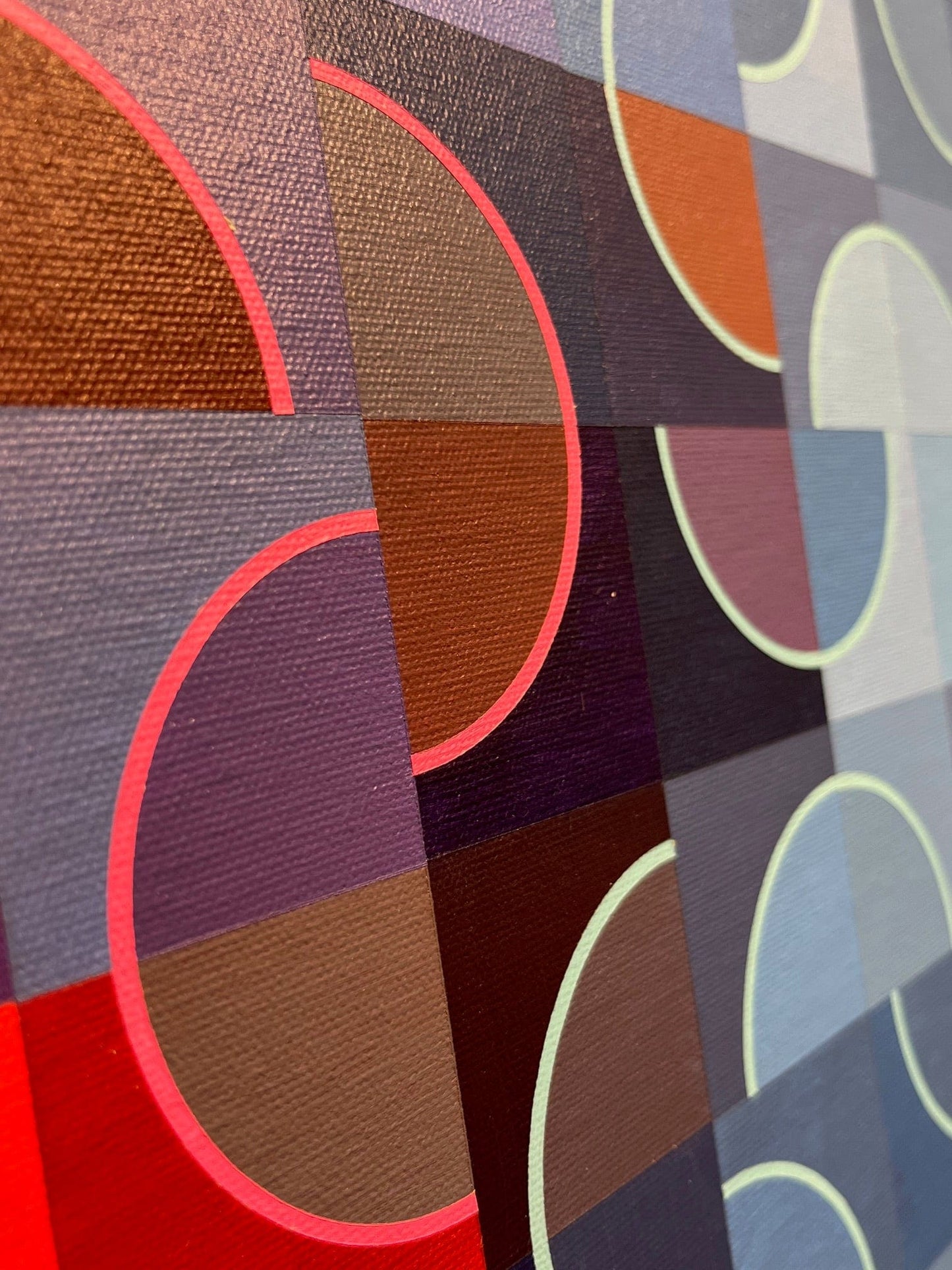 Steve Fortier painting Red Blue Particle Dance Art Works Gallery