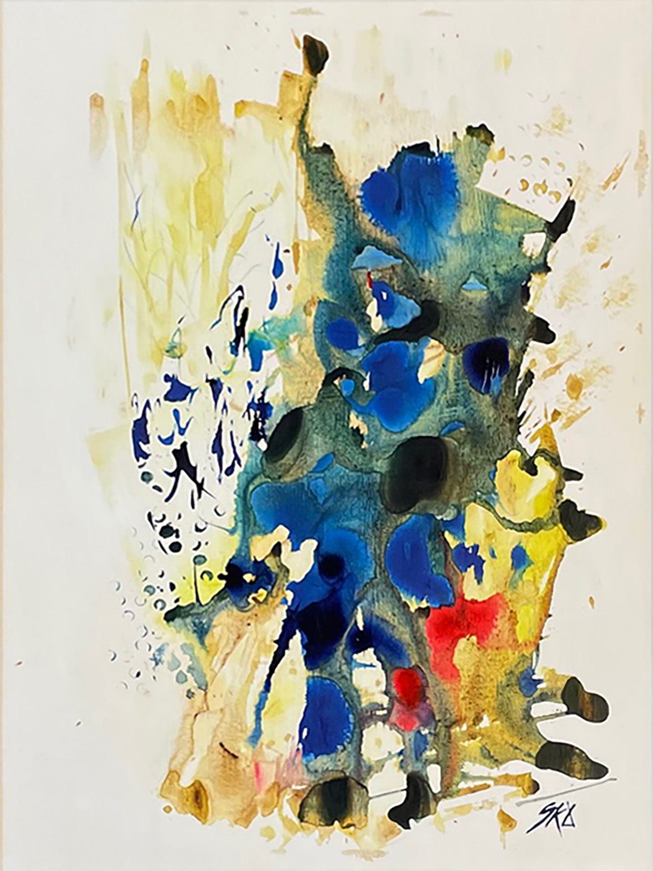 Sue Daniel painting Abstract Composition #3, framed Art Works Gallery