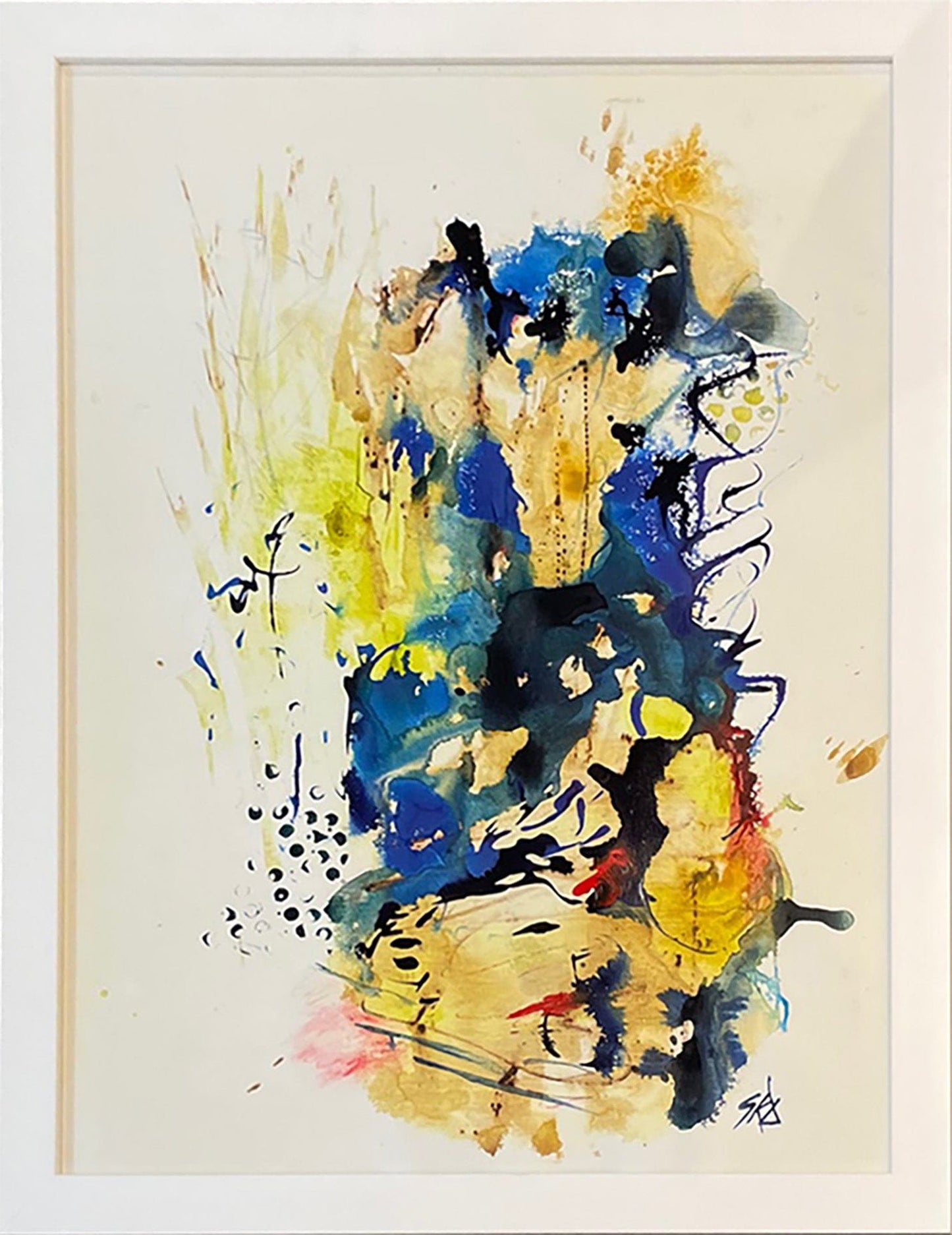 Sue Daniel painting Abstract Composition #4, framed Art Works Gallery