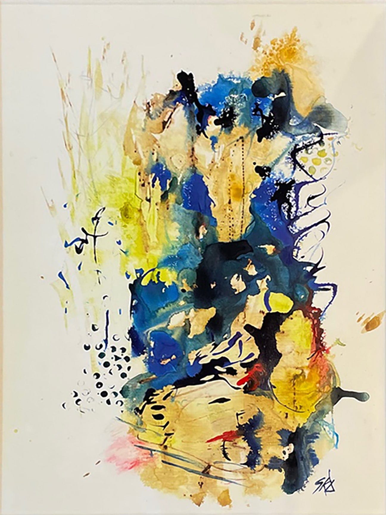 Sue Daniel painting Abstract Composition #4, framed Art Works Gallery
