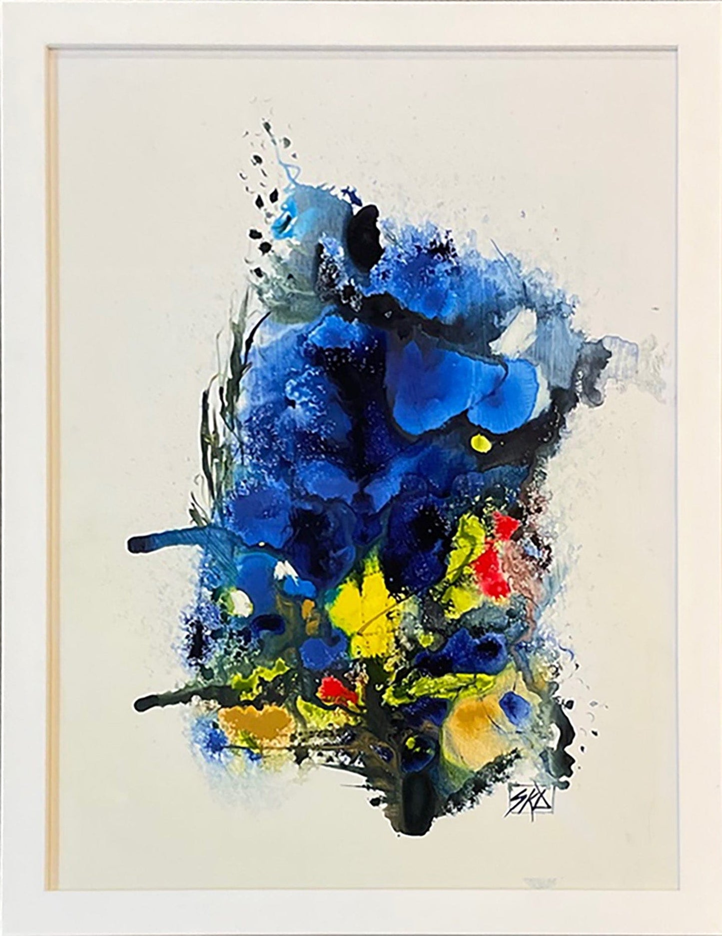 Sue Daniel painting Abstract Composition #5, framed Art Works Gallery