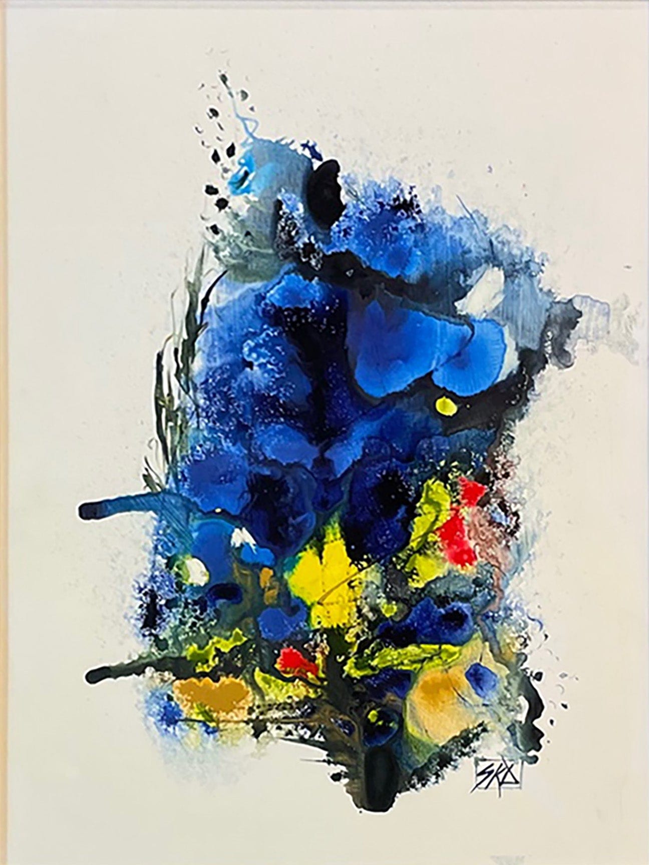 Sue Daniel painting Abstract Composition #5, framed Art Works Gallery