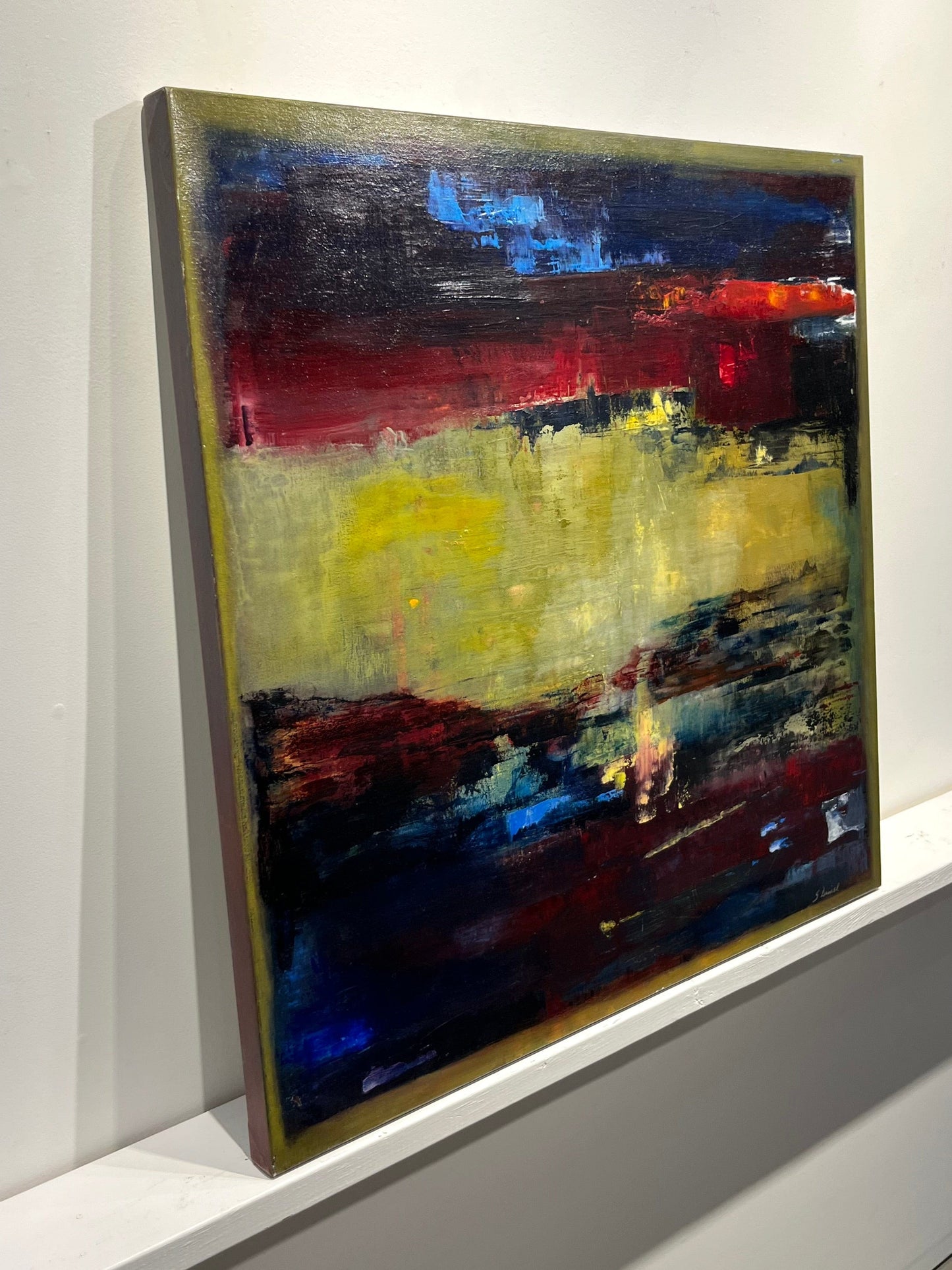 Sue Daniel painting Sunset on Vancouver Island Art Works Gallery