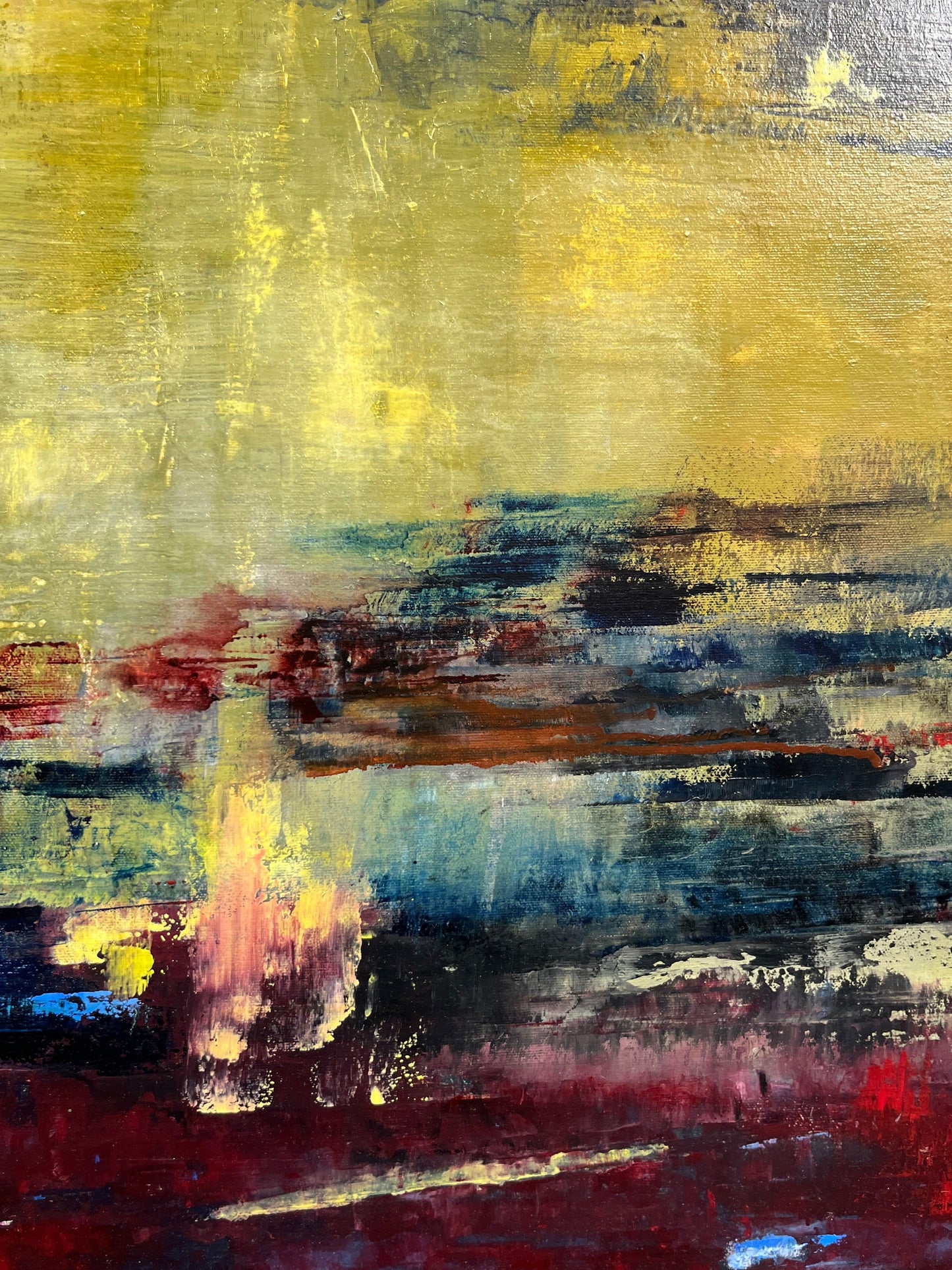 Sue Daniel painting Sunset on Vancouver Island Art Works Gallery