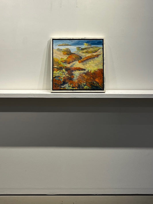 Vern Simpson painting Island Hillside, framed Art Works Gallery