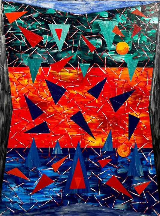 Yuri Padal painting Firecracker (Green, Red, Blue) Art Works Gallery