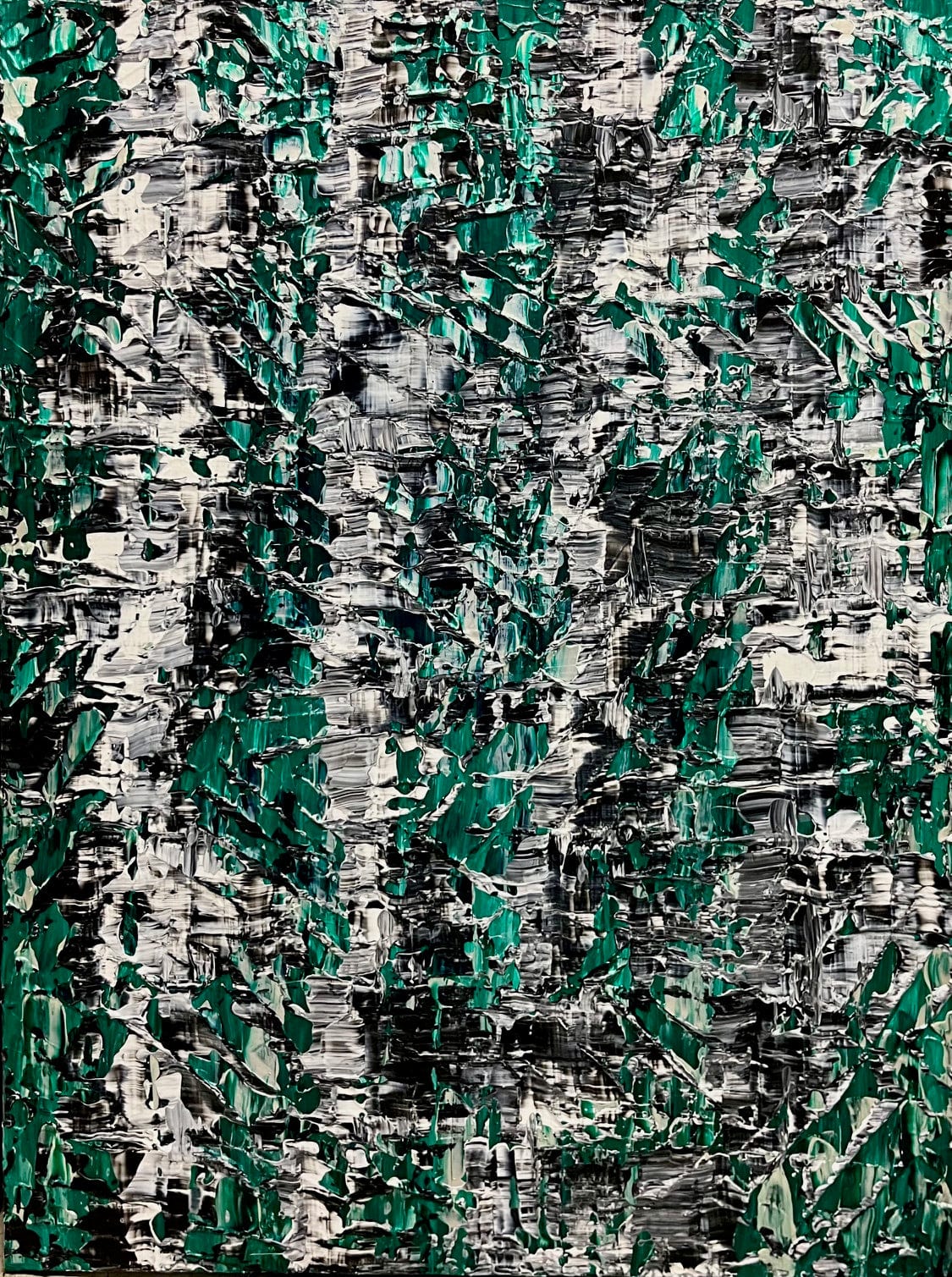 Yuri Padal painting Untitled Abstract (Green & Black) Art Works Gallery