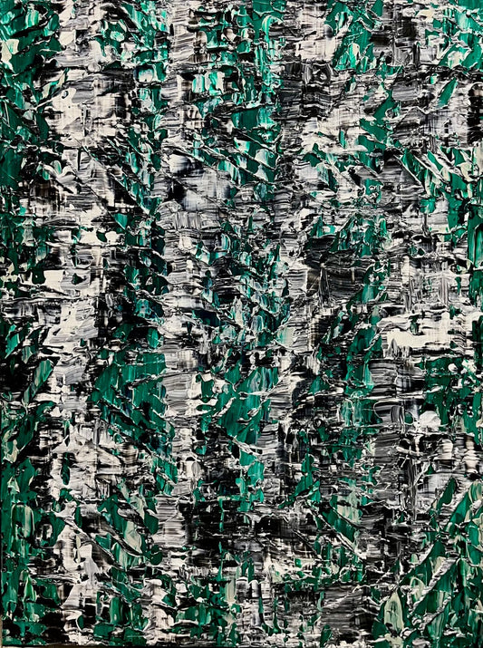 Yuri Padal painting Untitled Abstract (Green & Black) Art Works Gallery