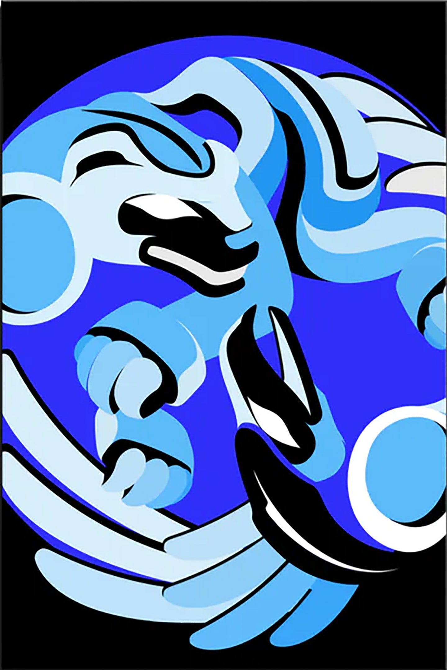 Alano Edzerza limited edition Raven and the Bear on Blue Canvas Art Works Gallery