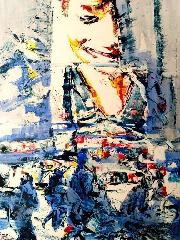 David Antonides painting Billboards NYC 1318P, framed Art Works Gallery