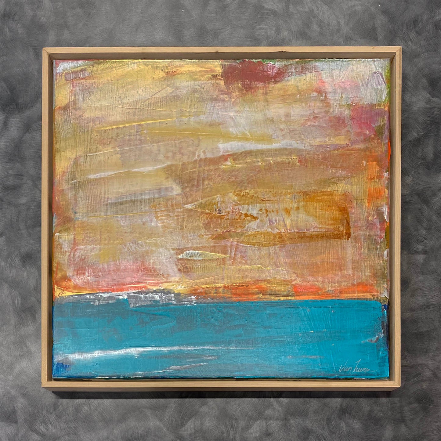 Debra Van Tuinen painting Cotton Corn Horizon, framed Art Works Gallery