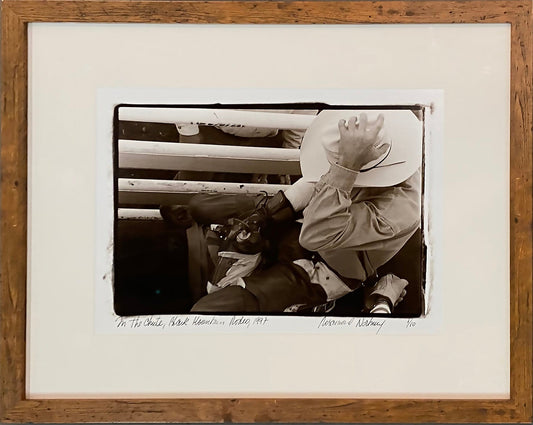 Rosamond Norbury photo In the Chute, Blk Mtn Rodeo 1/10, framed Art Works Gallery