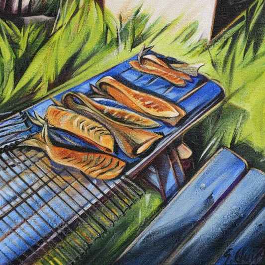 Sharon Quirke painting #8 Whitefish & Racks Art Works Gallery