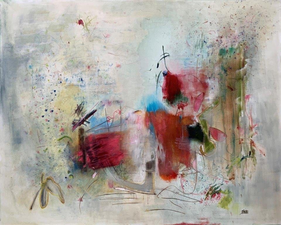 Sue Daniel painting Feathers and Flowers Art Works Gallery