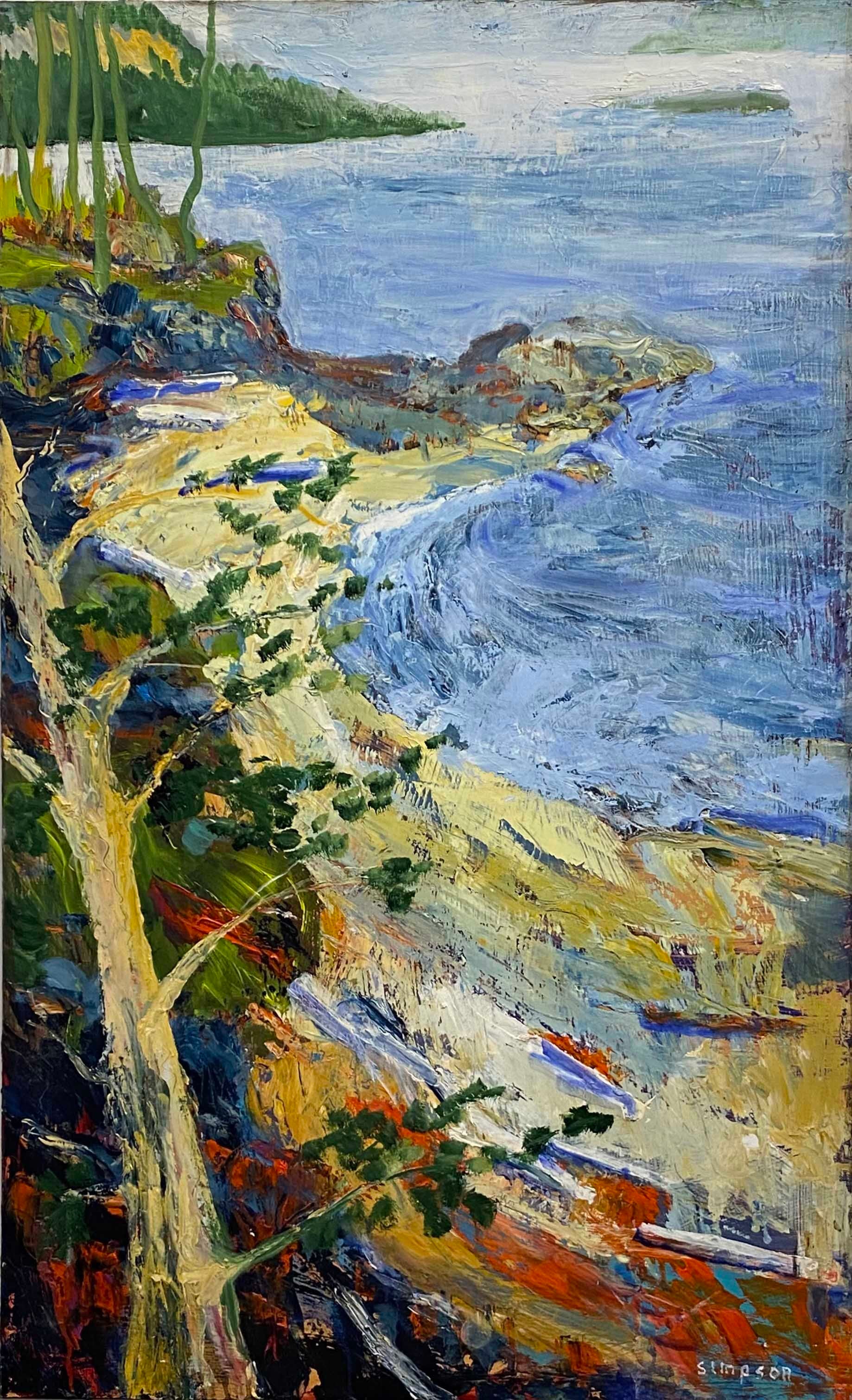 Vern Simpson painting Beach at Haro Strait Art Works Gallery