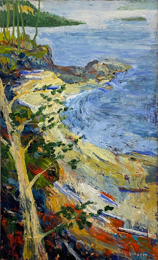 Vern Simpson painting Beach at Haro Strait Art Works Gallery