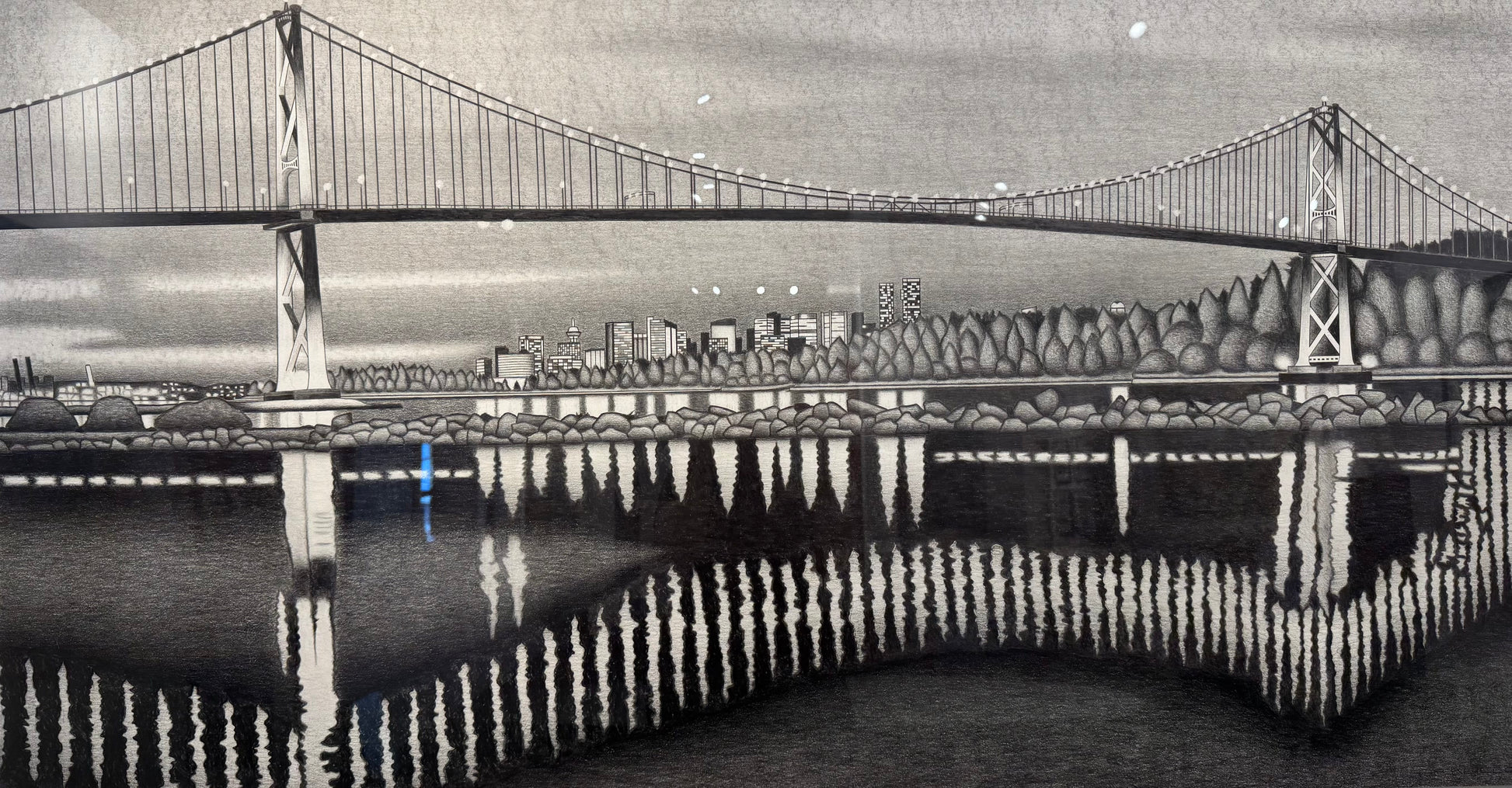 Charles Keillor painting First Narrows at Dawn, Framed Art Works Gallery