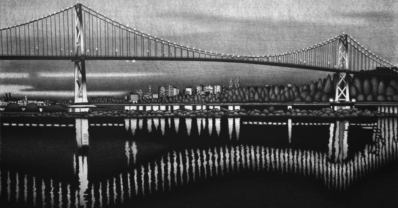 Charles Keillor painting First Narrows at Dawn, Framed Art Works Gallery