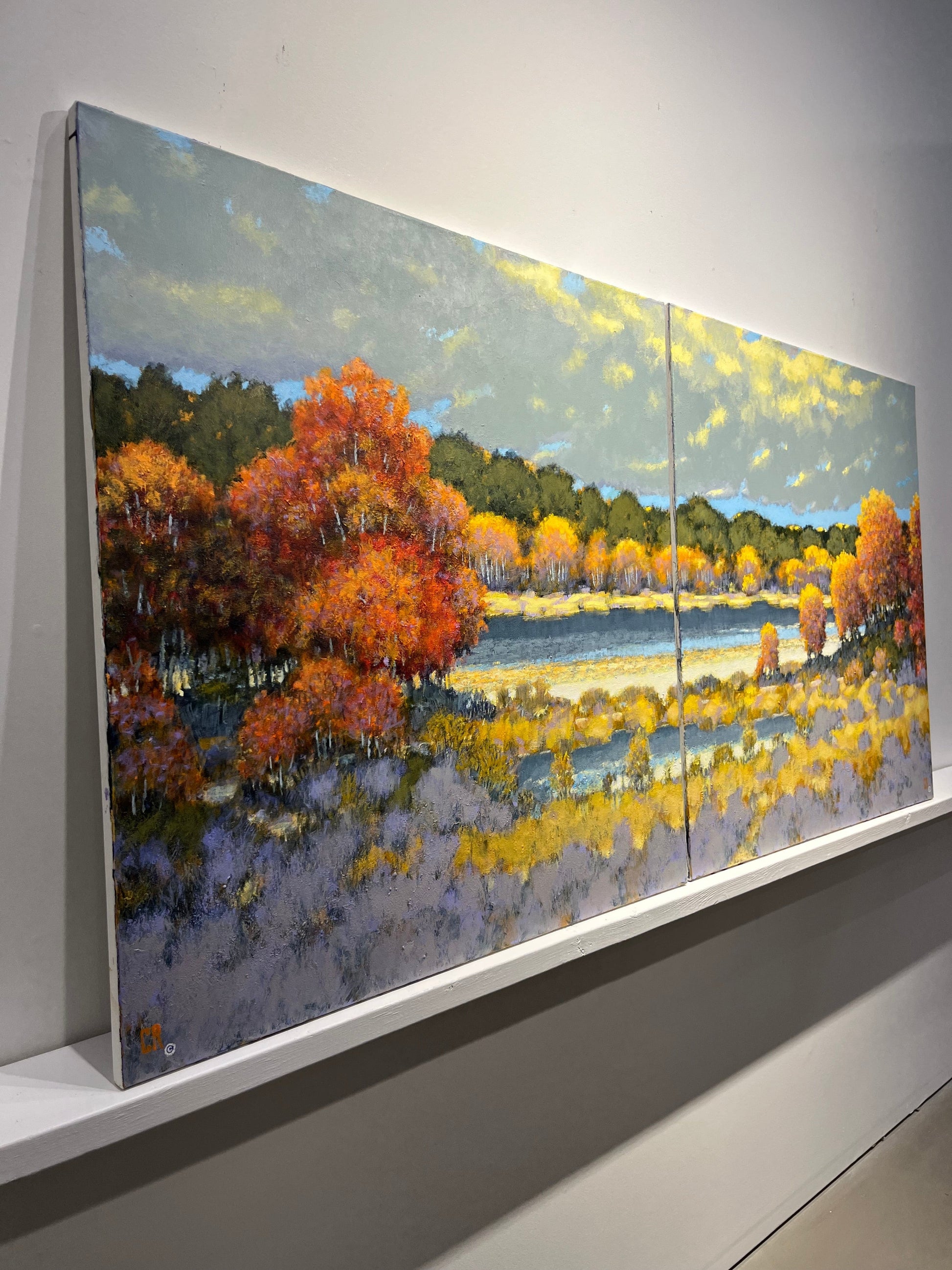 Claude Rousseau painting River Walk diptych Art Works Gallery