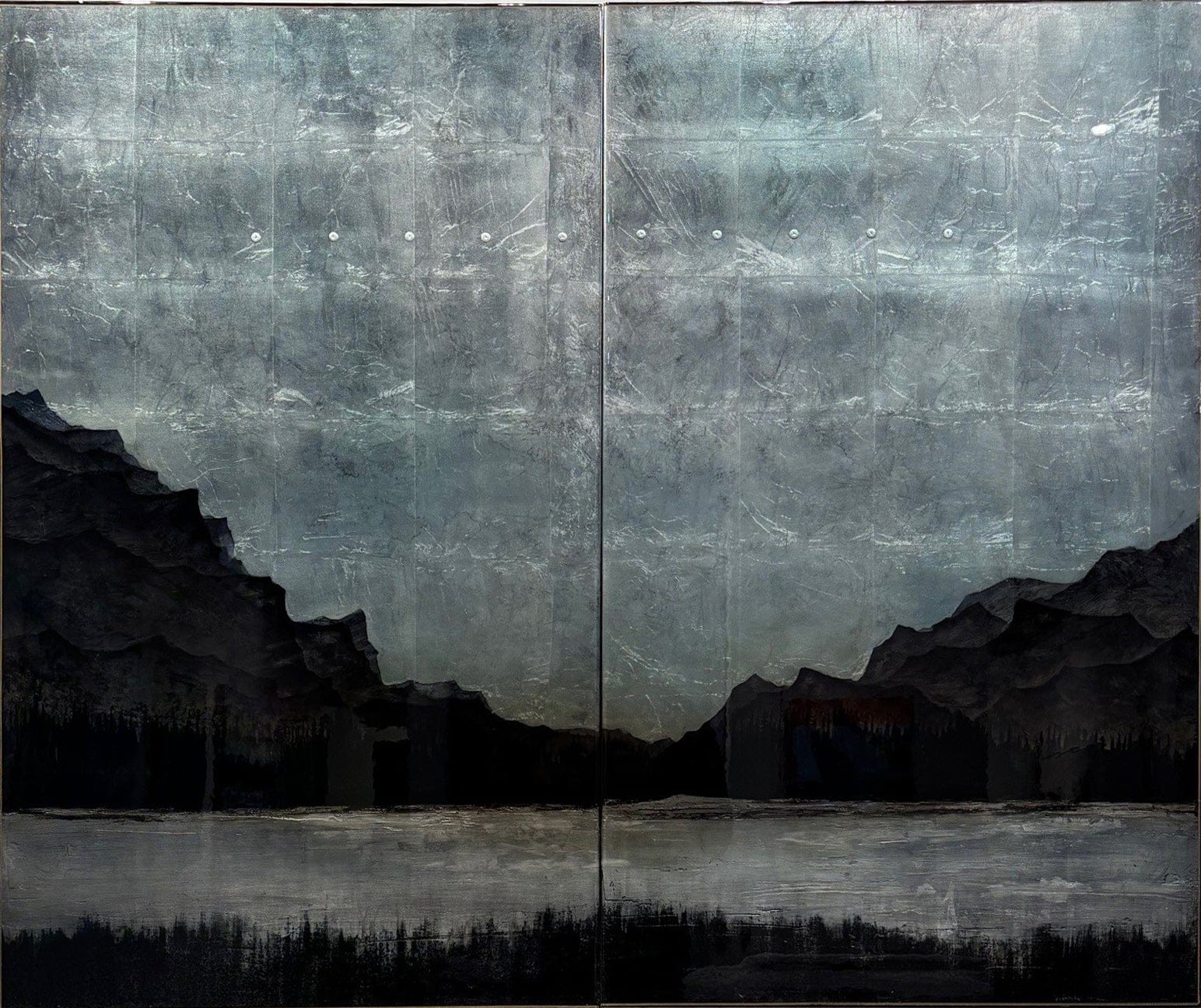 David Graff painting River Wide   diptych Art Works Gallery