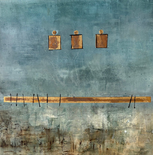 David Graff painting Untitled 1063 (Blue and Gold) Art Works Gallery