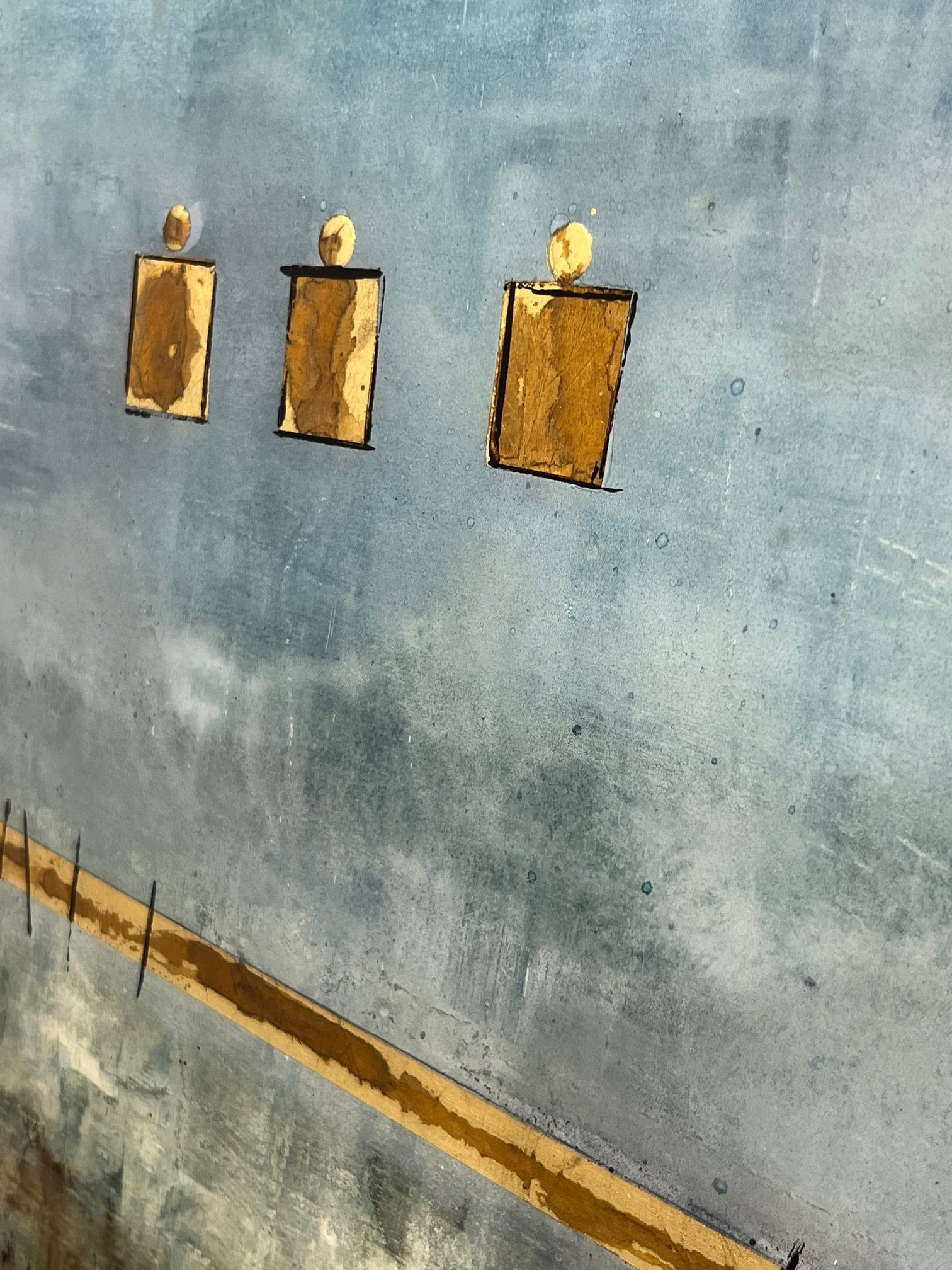 David Graff painting Untitled 1063 (Blue and Gold) Art Works Gallery
