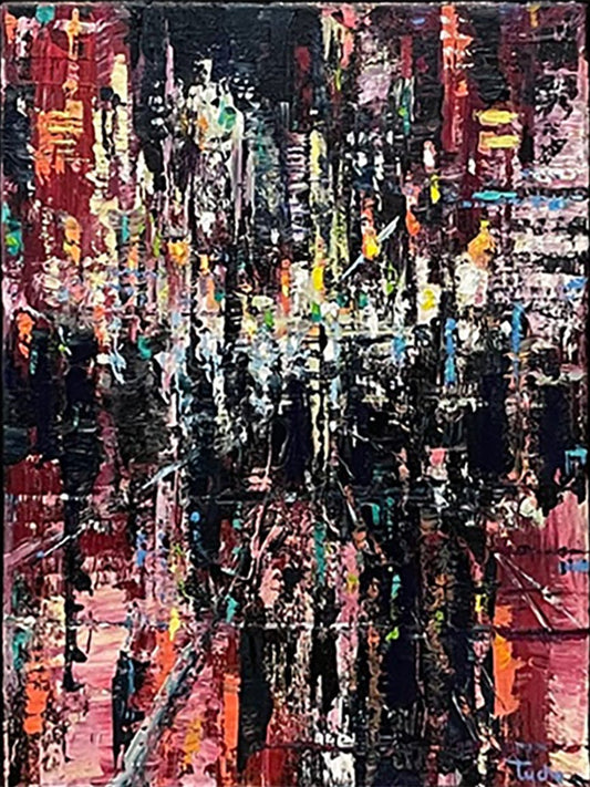 David Tycho painting Crimson City, framed Art Works Gallery
