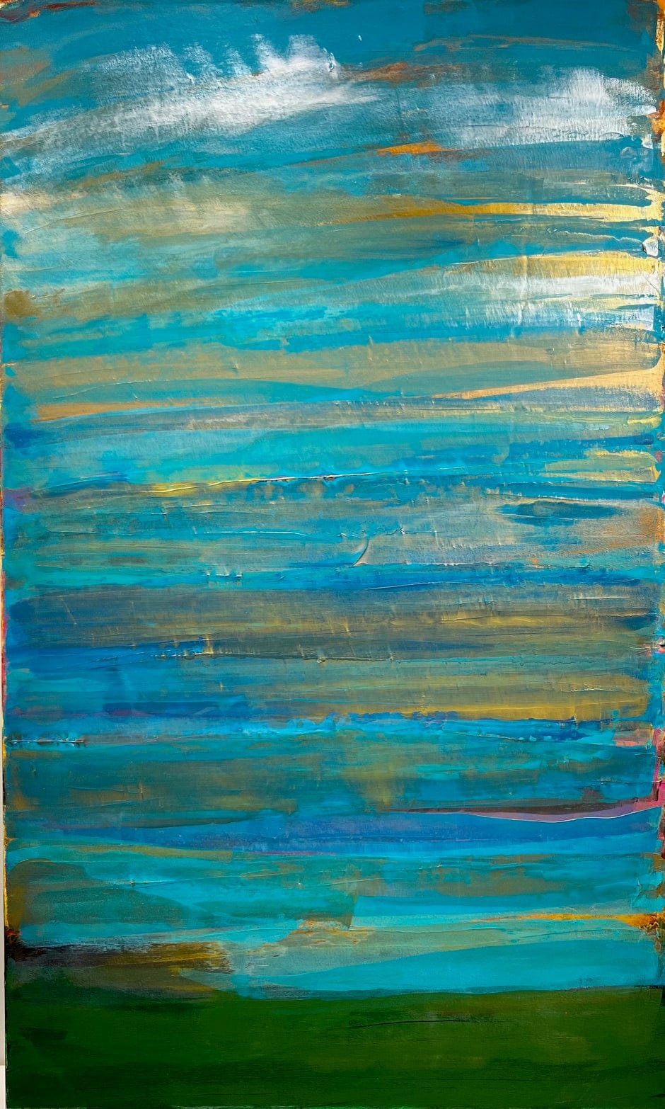 Debra Van Tuinen painting Aqua shore Art Works Gallery