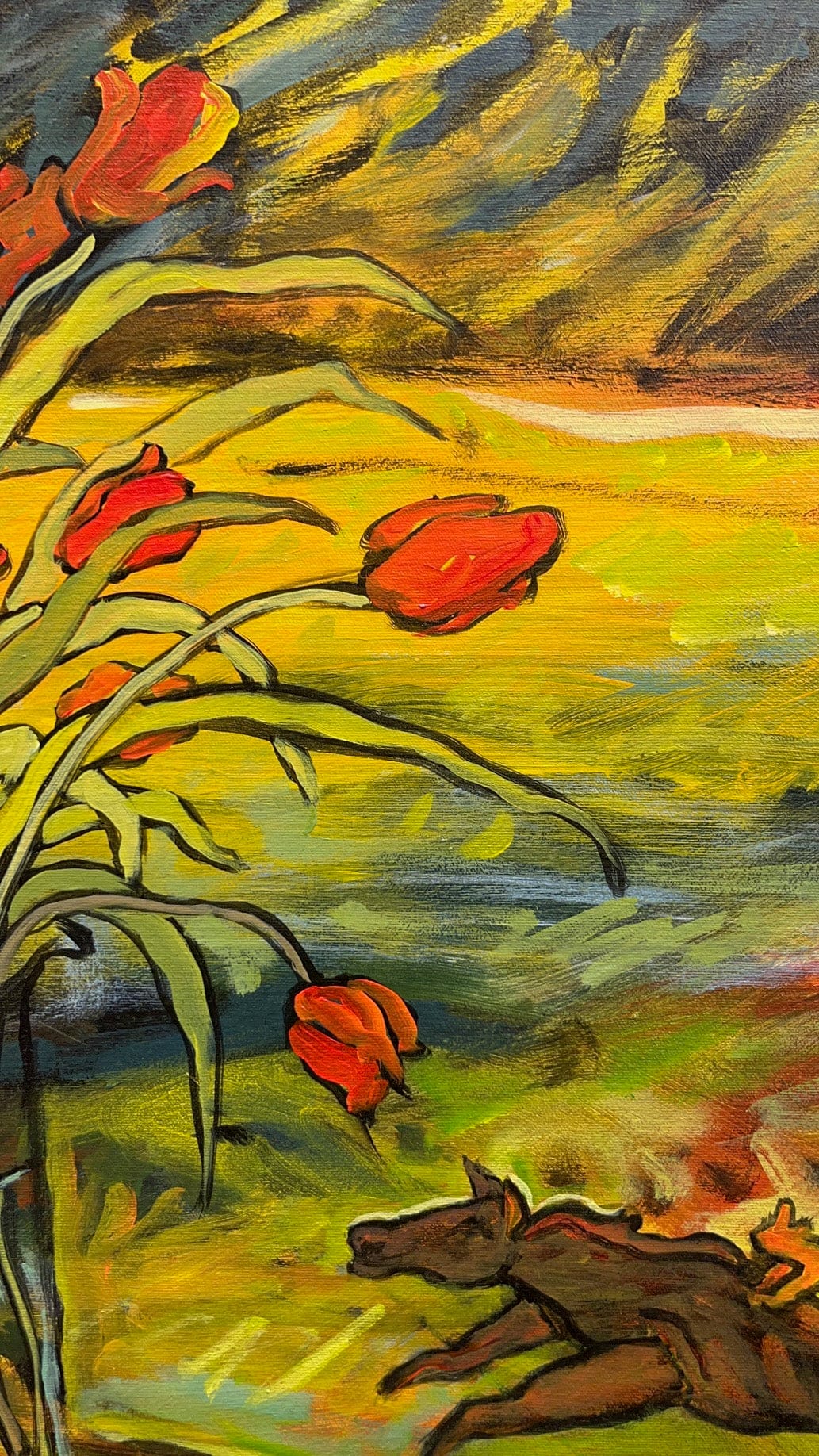 Deryk Houston painting Cat On Your Back Art Works Gallery