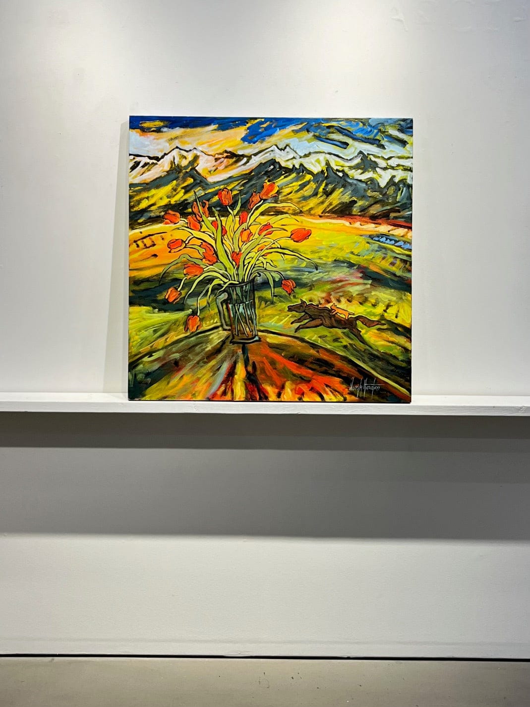 Deryk Houston painting Cat On Your Back Art Works Gallery