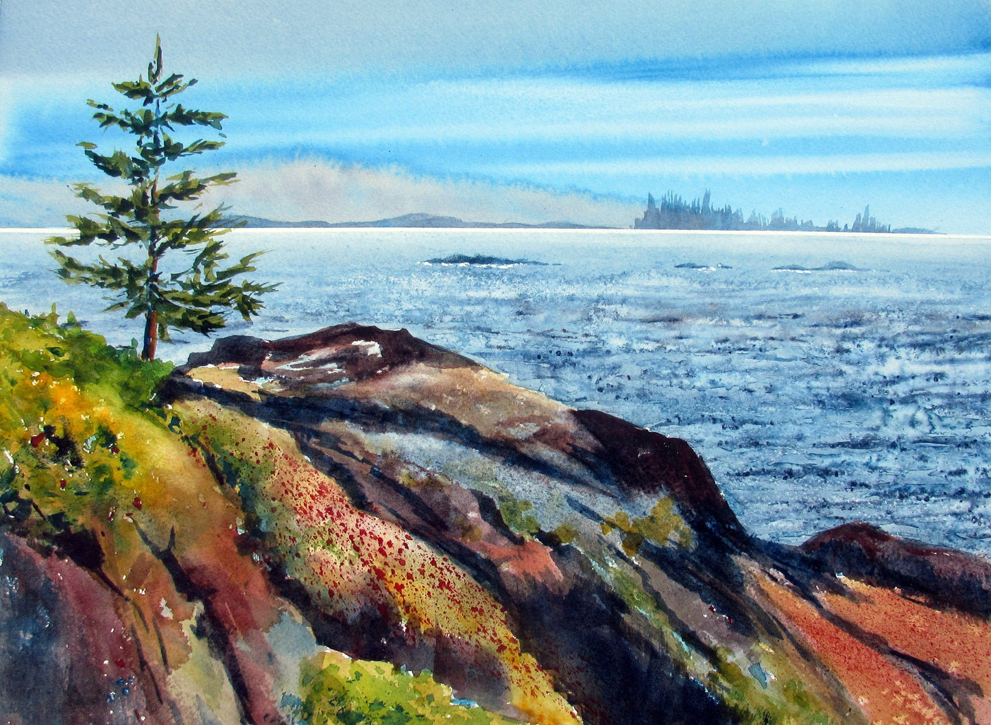 Enda Bardell painting DEFENDER, Lond Beach, BC Art Works Gallery